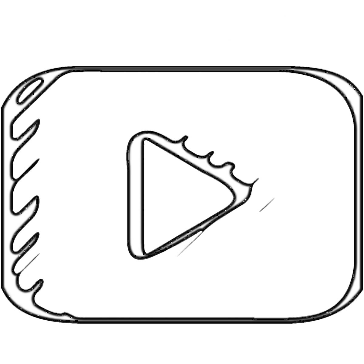 Раскраска Логотип Ютуб с кнопкой воспроизведения