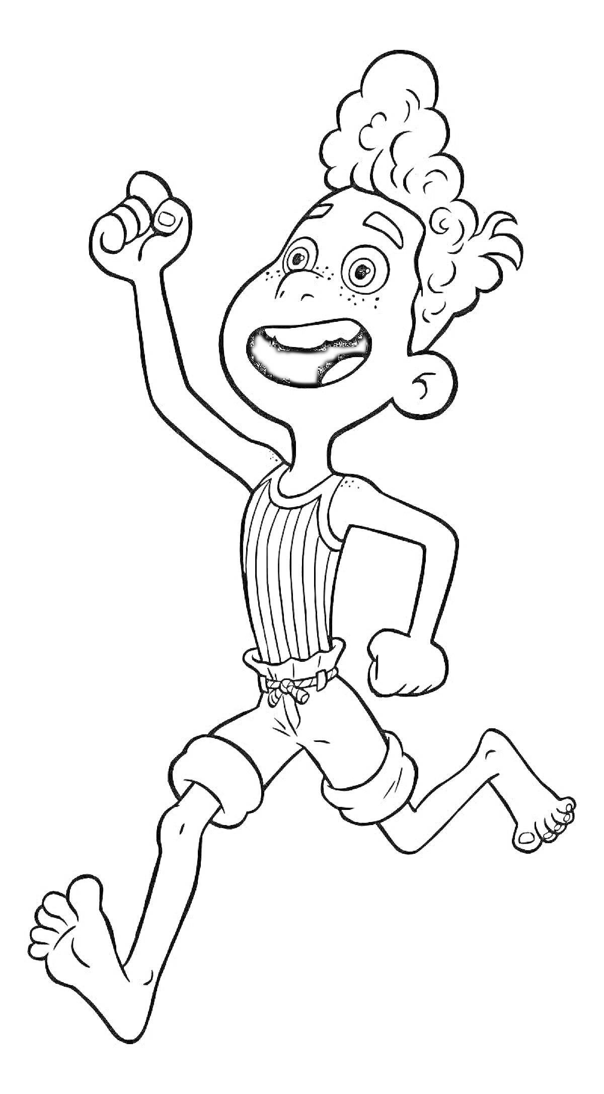 На раскраске изображено: Мальчик, Майка, Шорты, Для детей