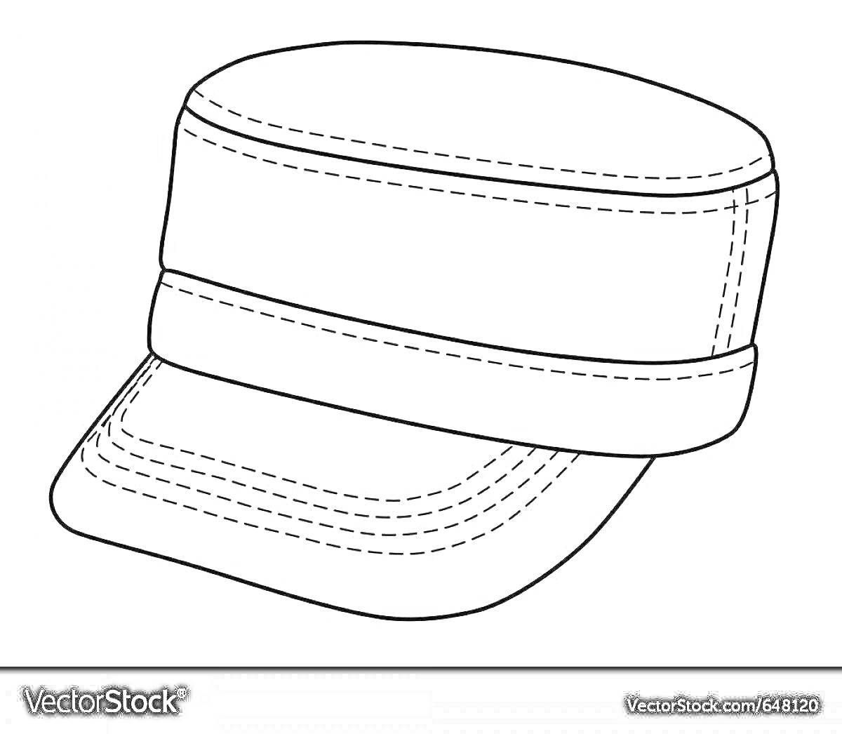 На раскраске изображено: Пилотка, Шапка, Отворот, Линии, Вектор