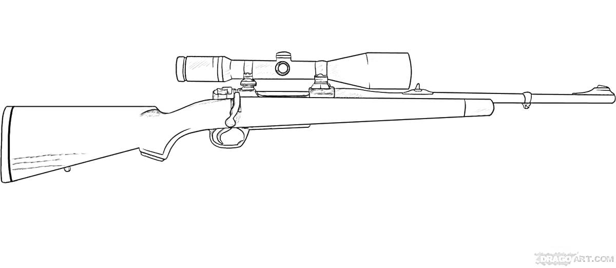 РаскраскаВинтовка со снайперским прицелом