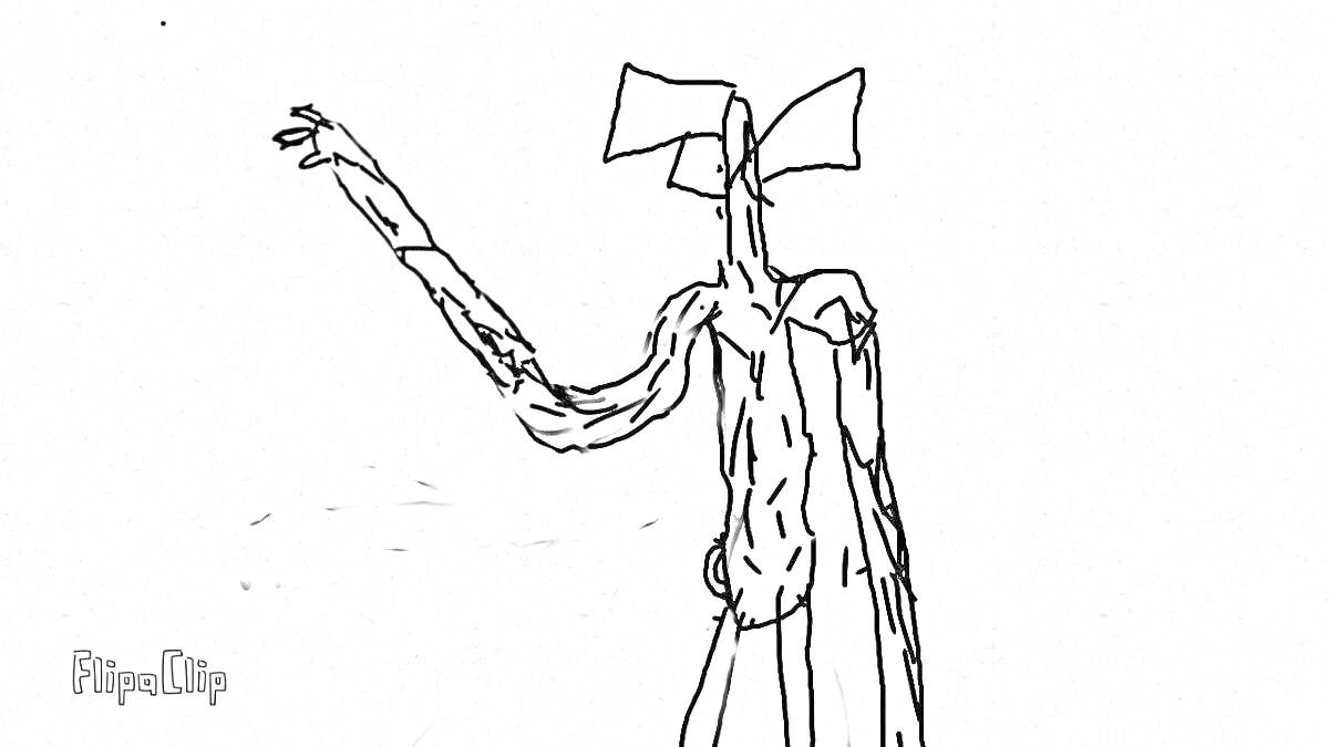 Раскраска Сиреноголовый с вытянутой правой рукой, стоящий на белом фоне