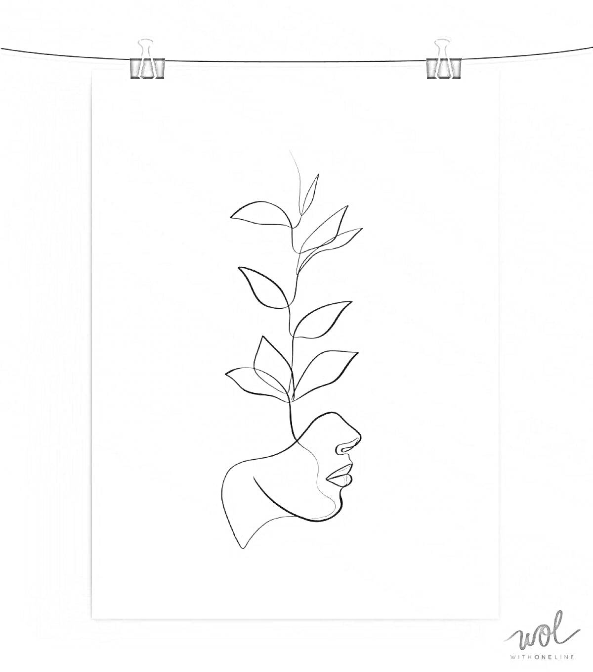 Раскраска Линия лица с растением