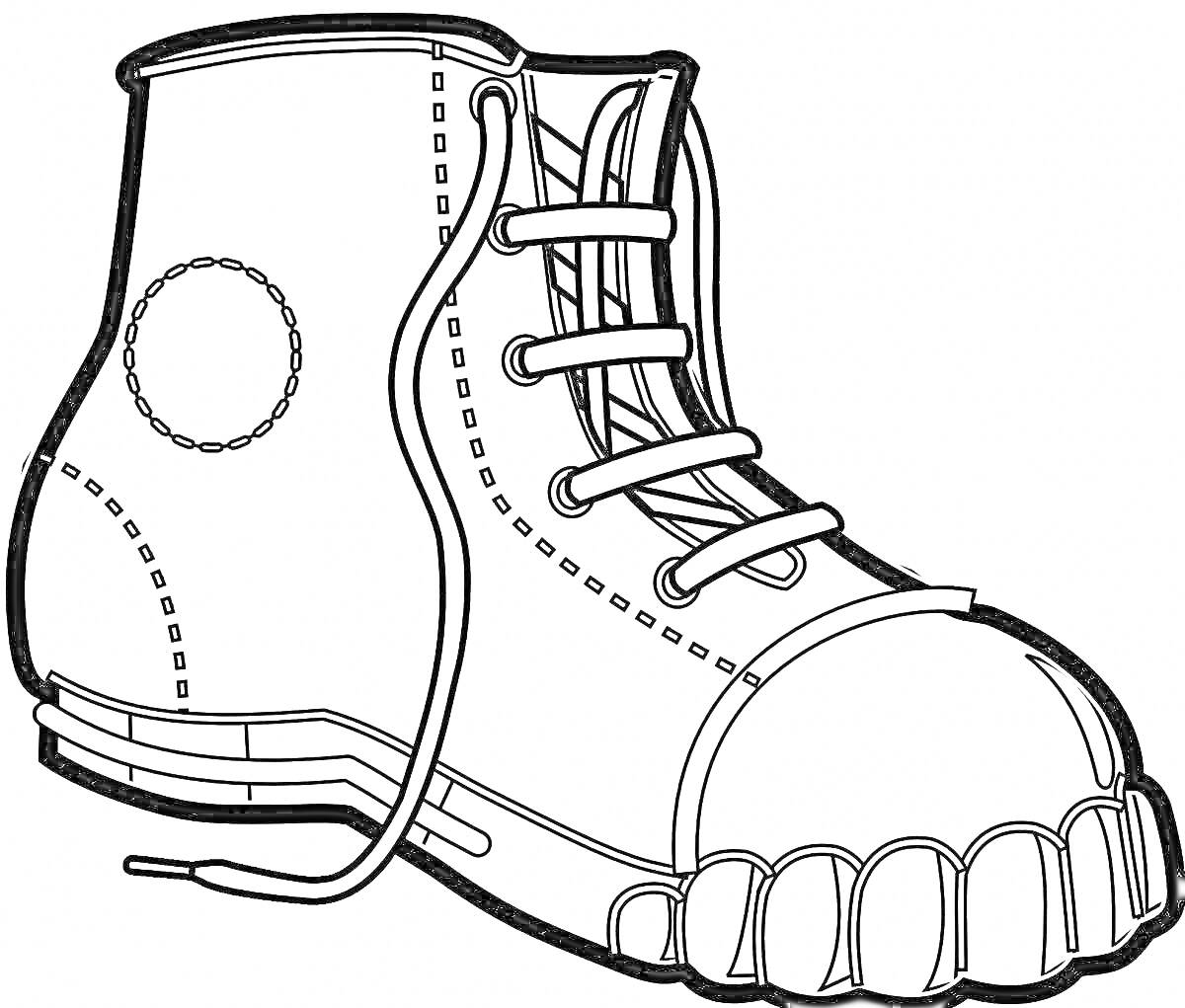 На раскраске изображено: Зимняя обувь, Шнуровка, Зима, Обувь