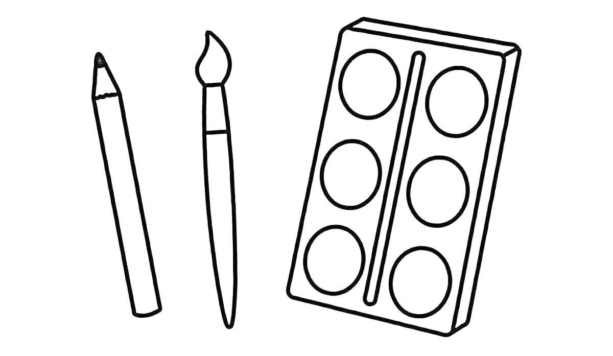 На раскраске изображено: Палитра, Краски, Творчество