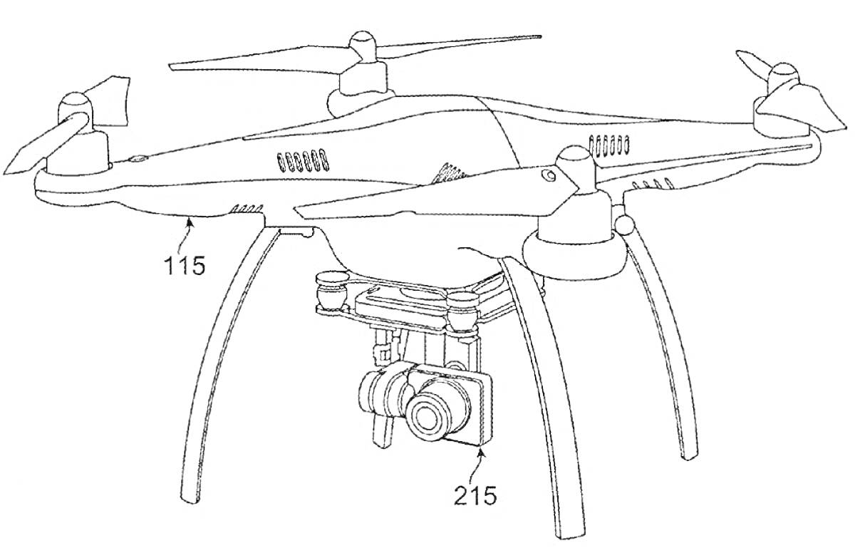 На раскраске изображено: Дрон, Камера, Шасси, Корпус, Подвес