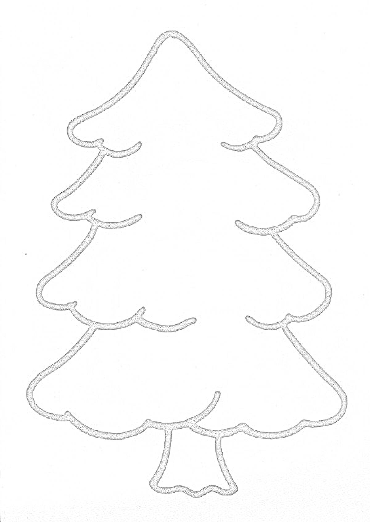 Раскраска Контур елки для раскрашивания детьми 3-4 лет