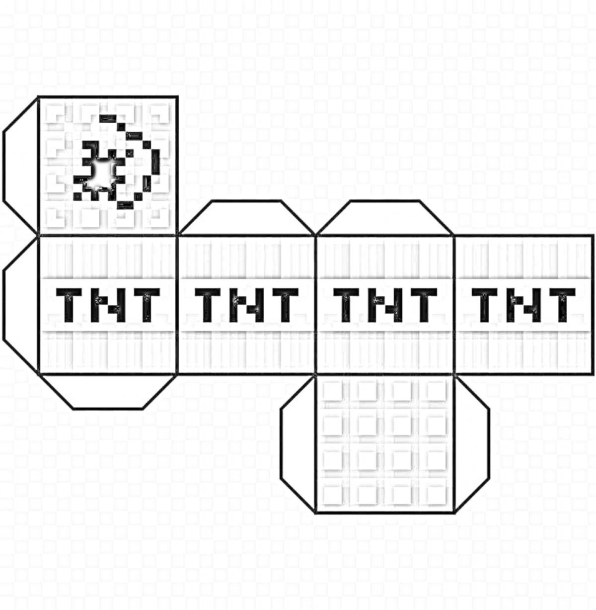 Раскраска Раскраска куба TNT из Minecraft с надписью 