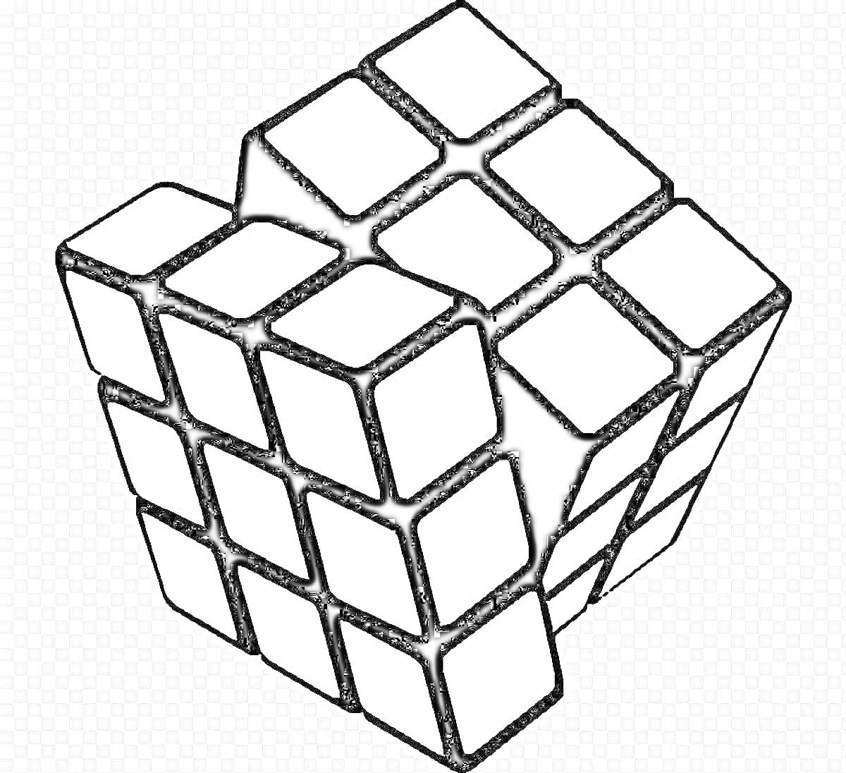 Раскраска Кубик Рубика с повёрнутыми элементами