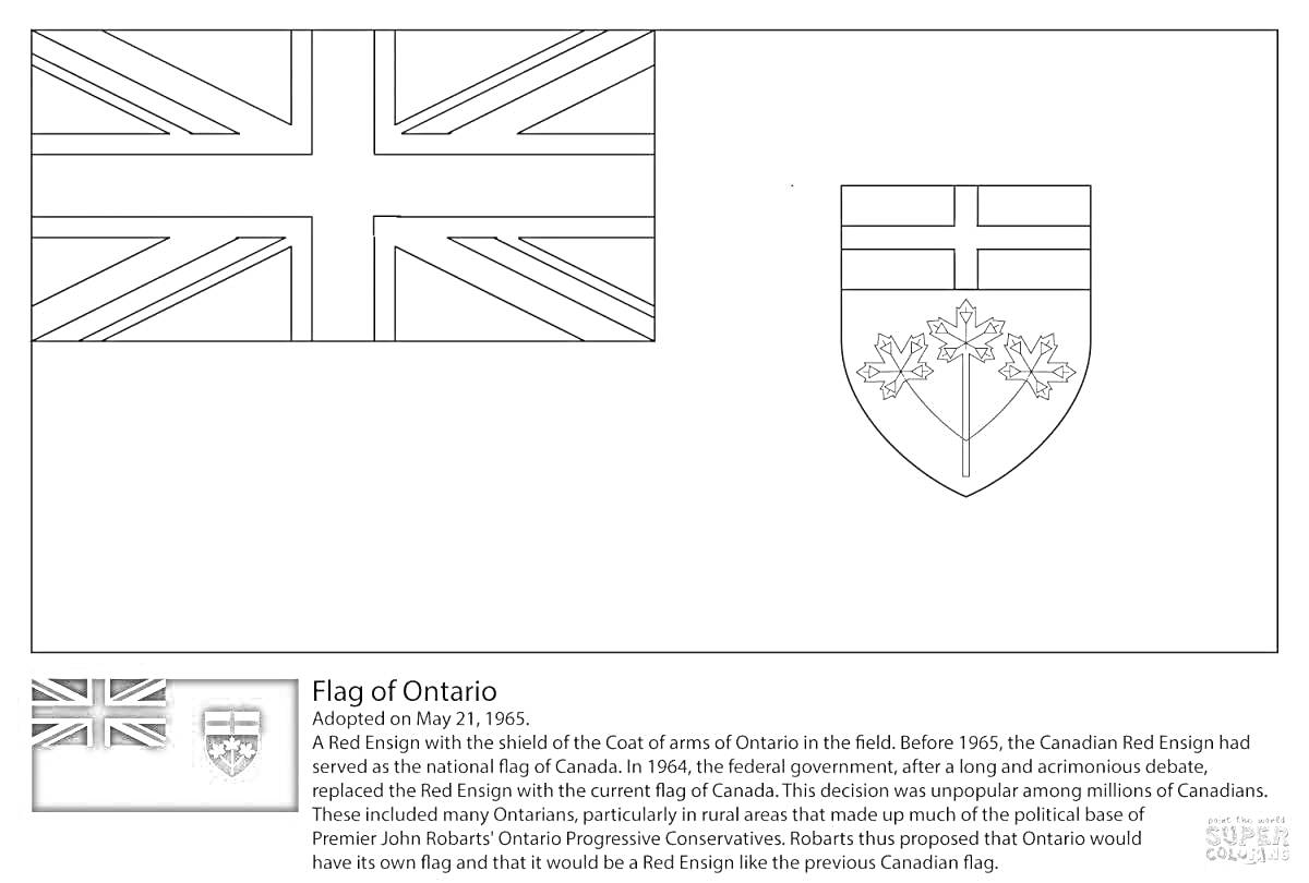 На раскраске изображено: Канада, Флаг, Британский флаг
