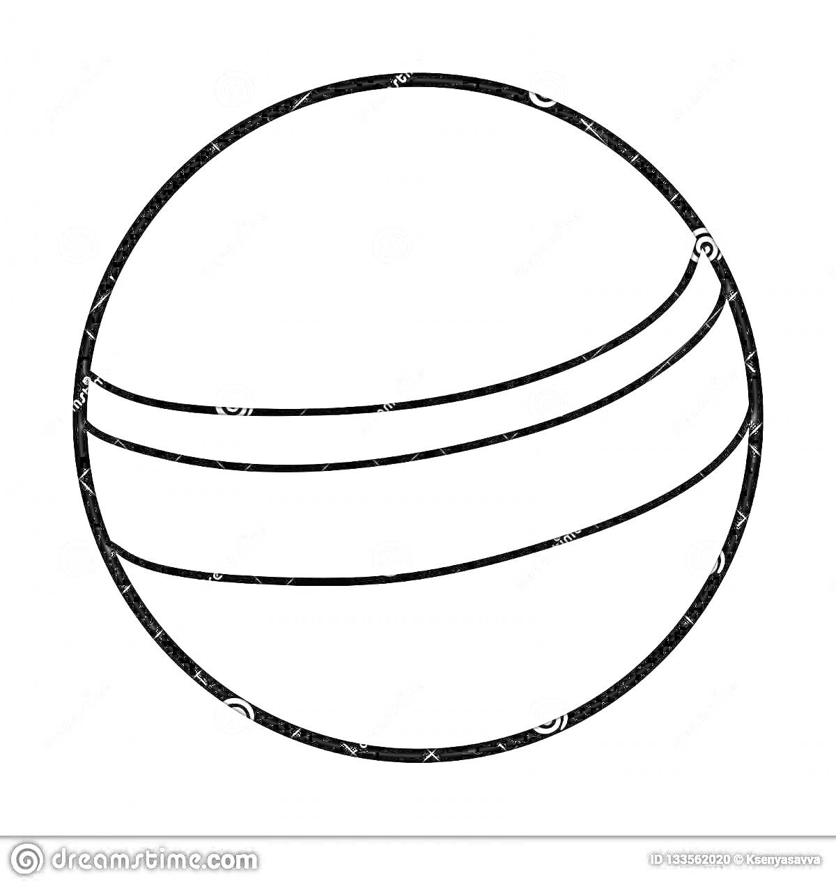 Раскраска Черно-белый мяч с полосами для раскрашивания