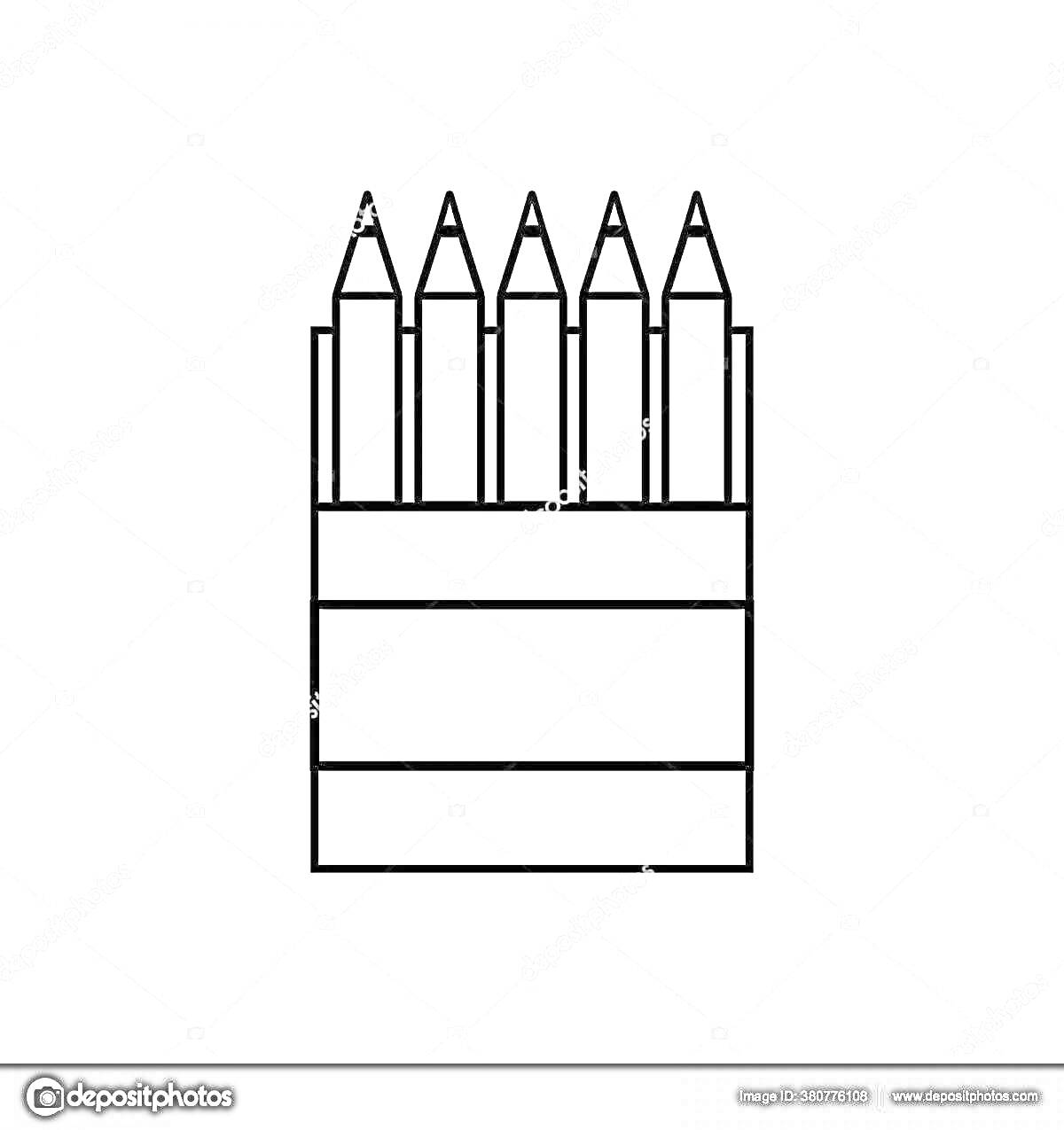 Раскраска Коробка с пятью карандашами