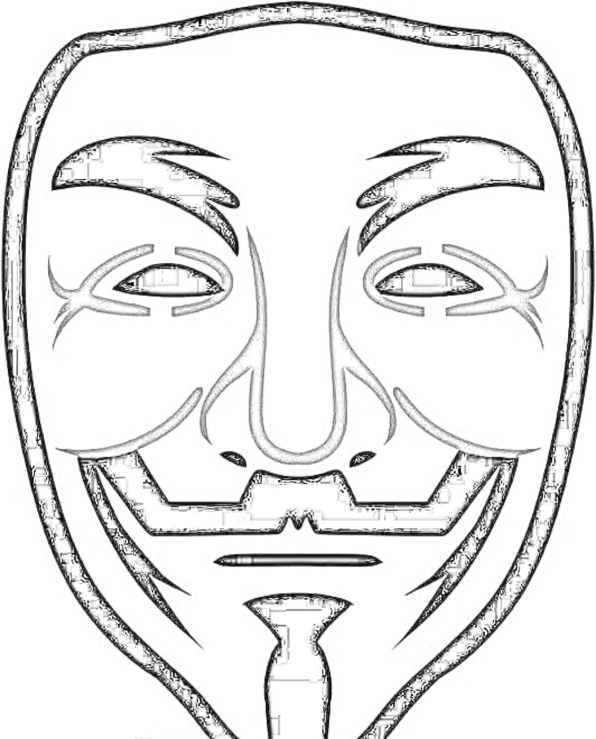 Маска Анонимуса с бородкой, усами и характерной улыбкой