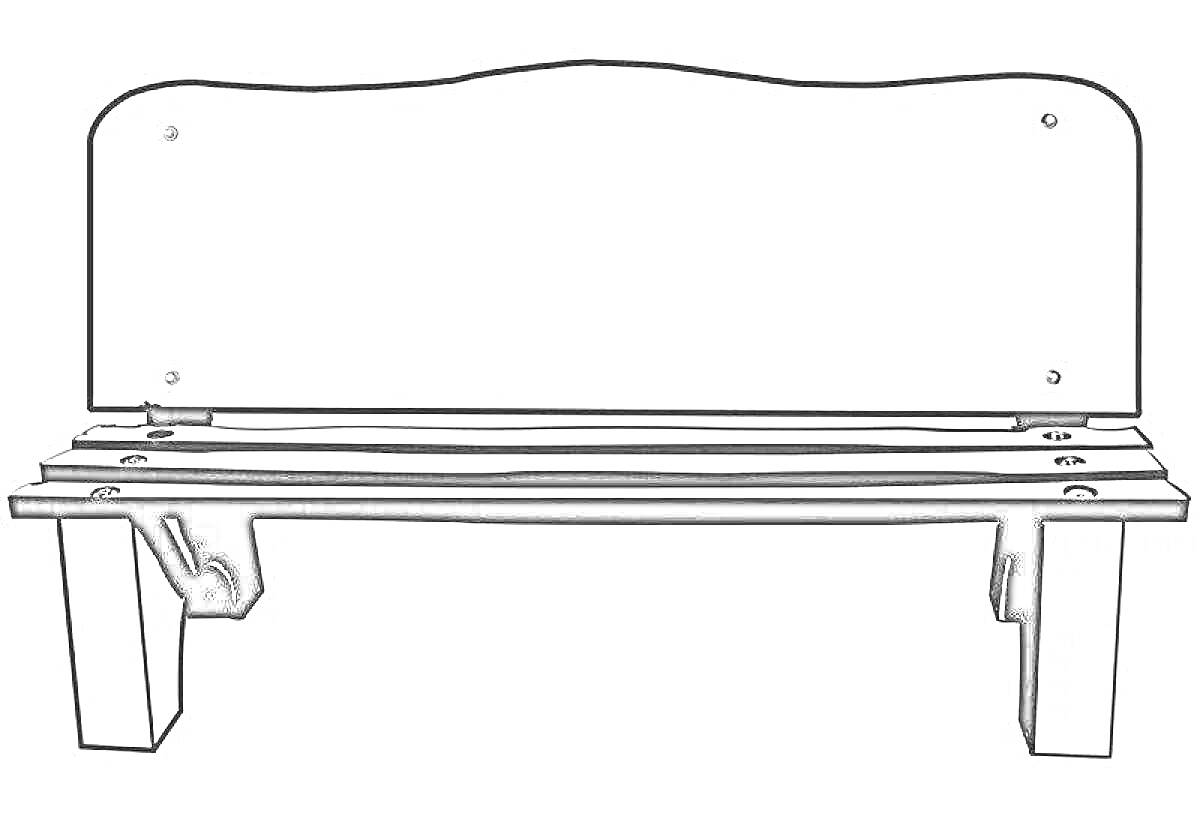Раскраска Скамейка с высокой спинкой и ножками