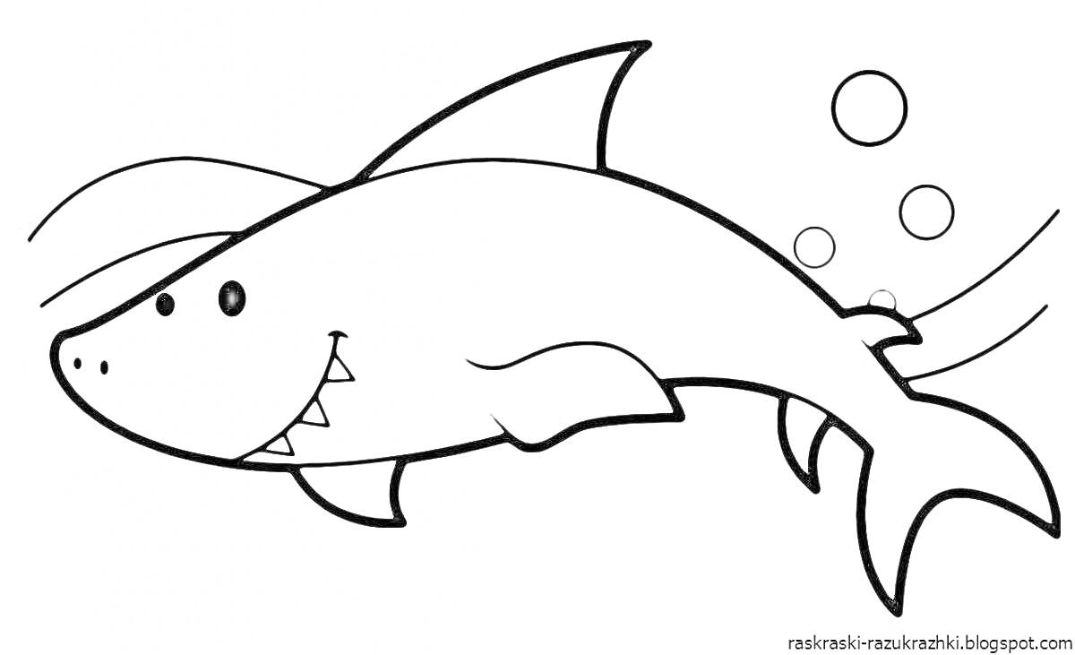 Раскраска Акуленок с пузырьками