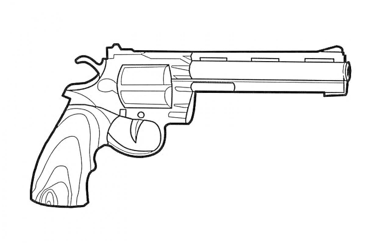 Раскраска Револьвер с длинным стволом