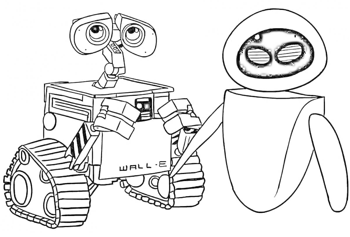 Раскраска Валли и робот c овальной головой
