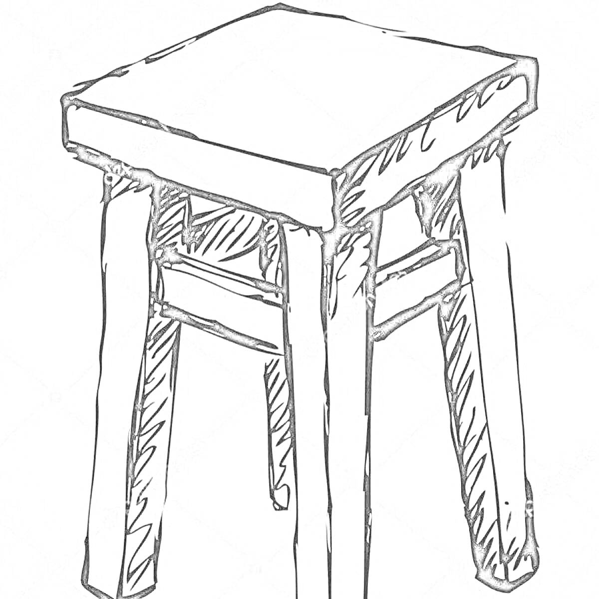 На раскраске изображено: Табурет, Мебель, Стул