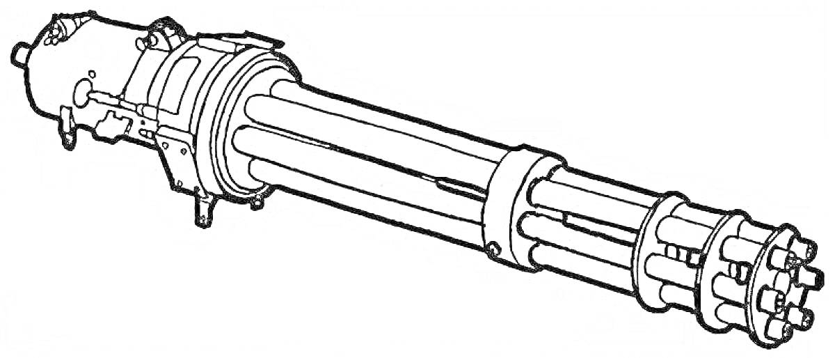 Раскраска Миниган с двумя креплениями, шестеренными элементами и цилиндрической секцией
