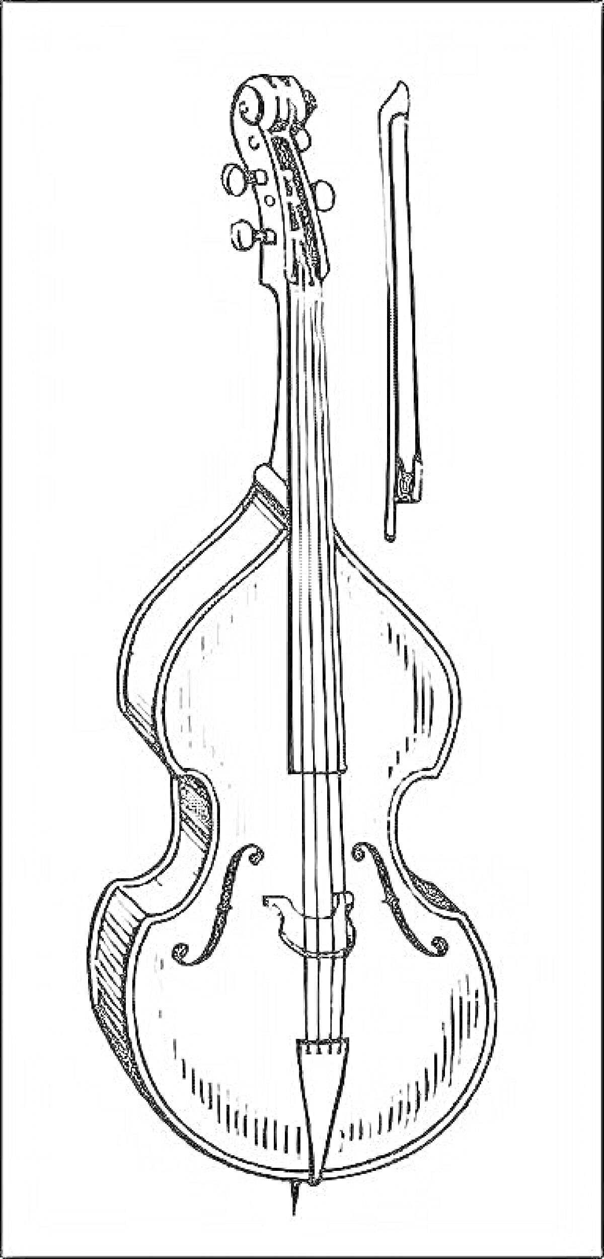 Раскраска Контрабас с классическим смычком