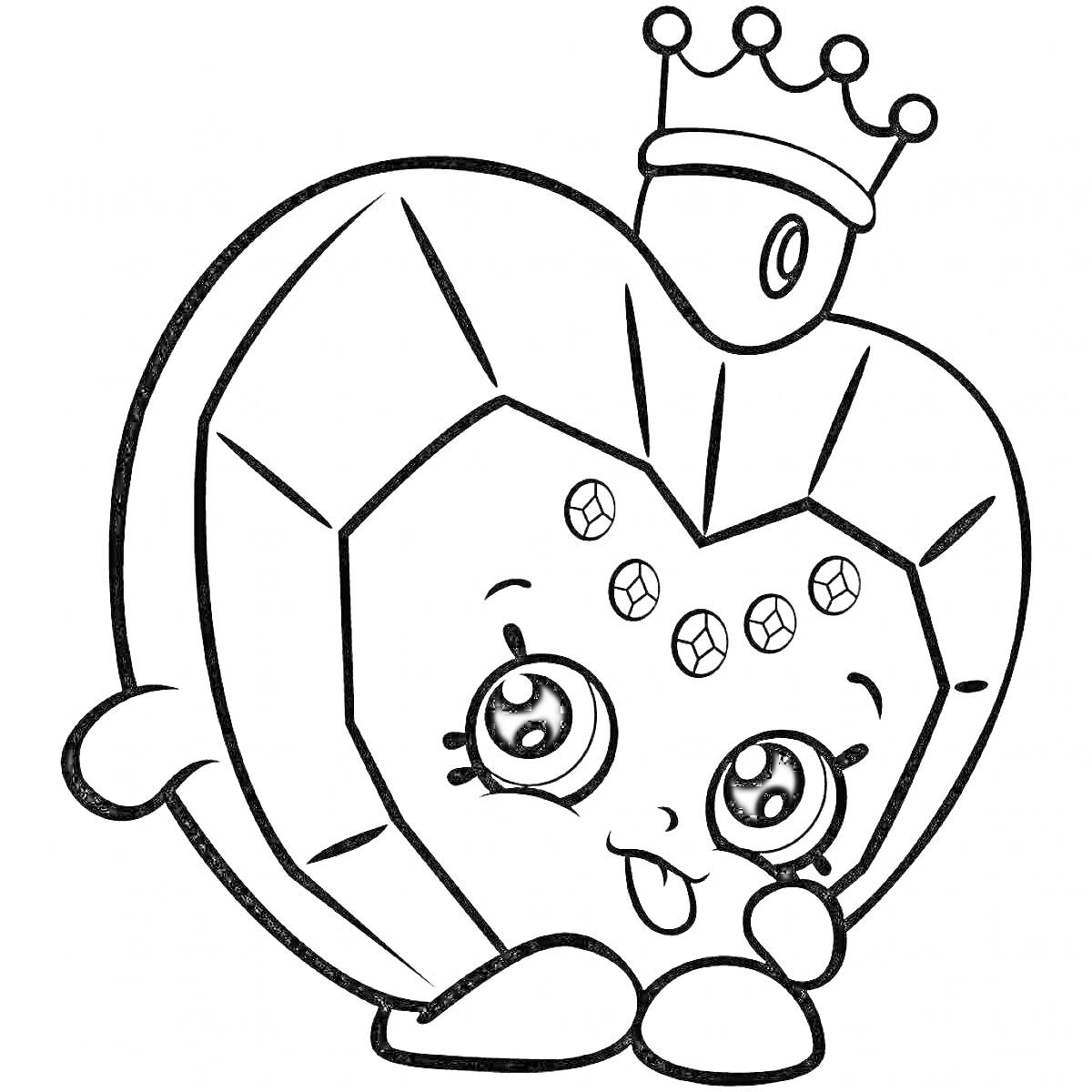 На раскраске изображено: Яблоко, Корона, Матрёшка, Персонаж
