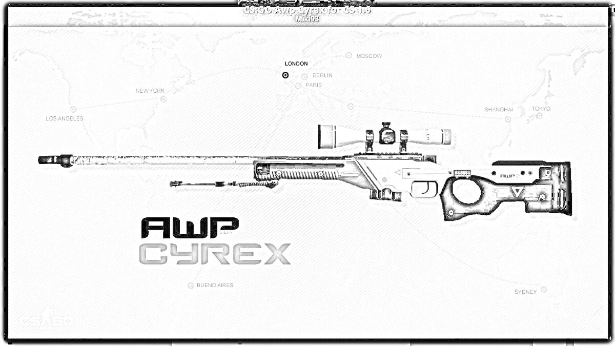 Раскраска AWP Cyrex с прицелом на фоне карты