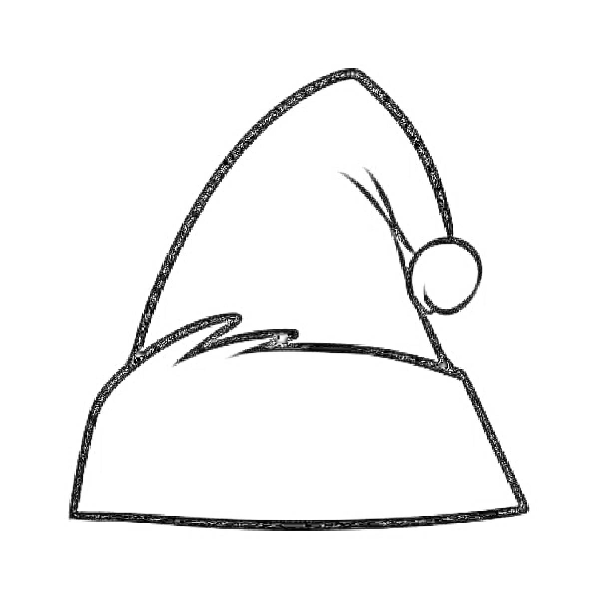 Раскраска Шапка Деда Мороза с помпоном