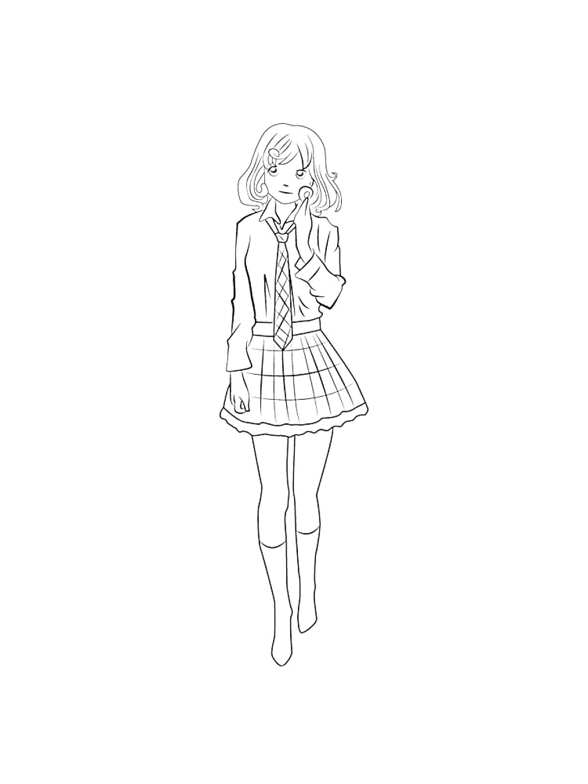 Раскраска Девушка в школьной форме из аниме 