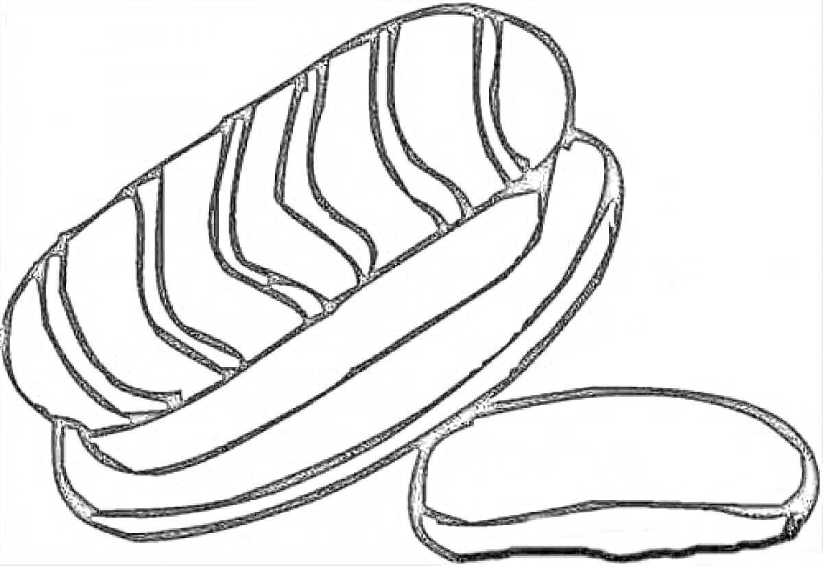 Раскраска Булочка с начинкой и половинка булочки