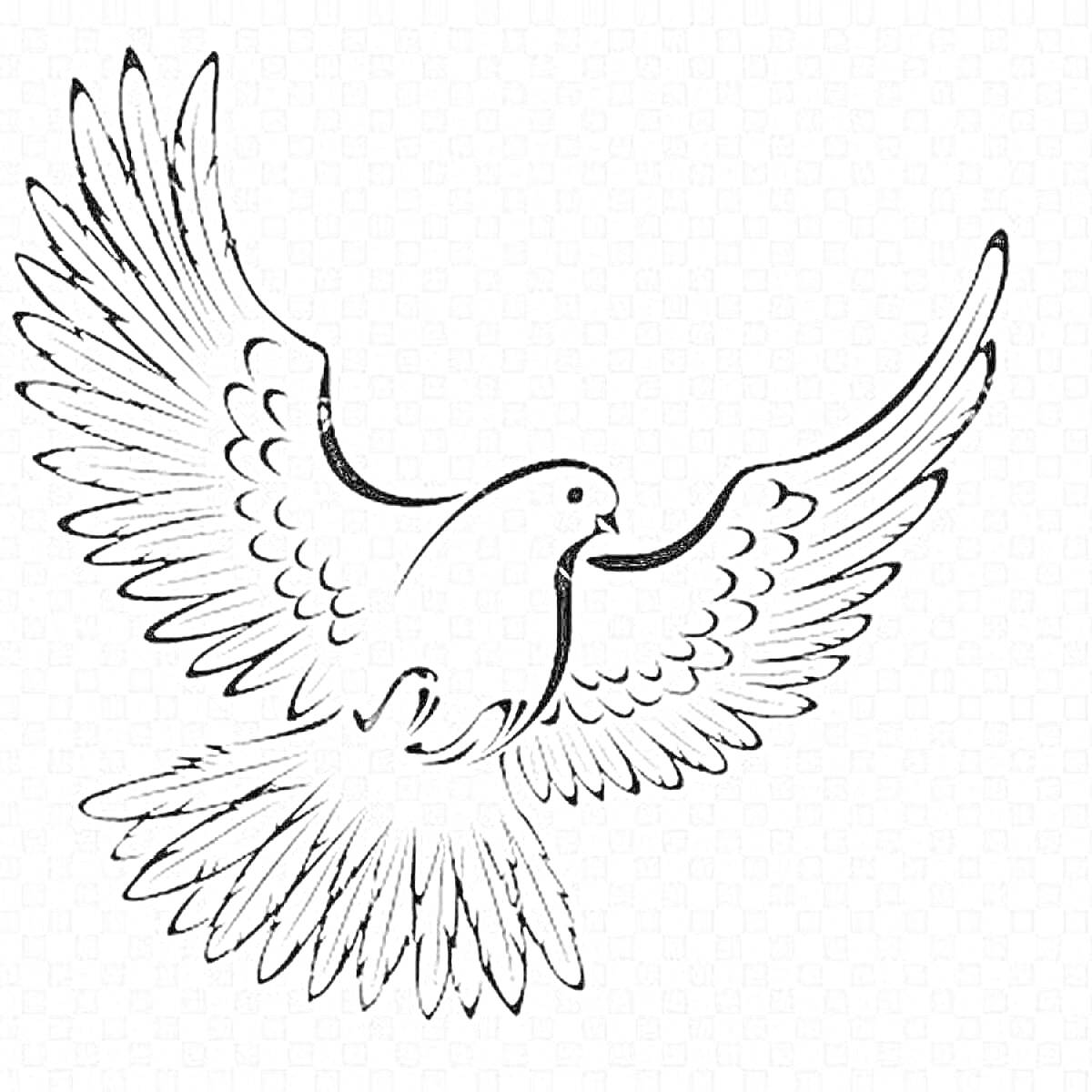Раскраска Летящий голубь с распростертыми крыльями