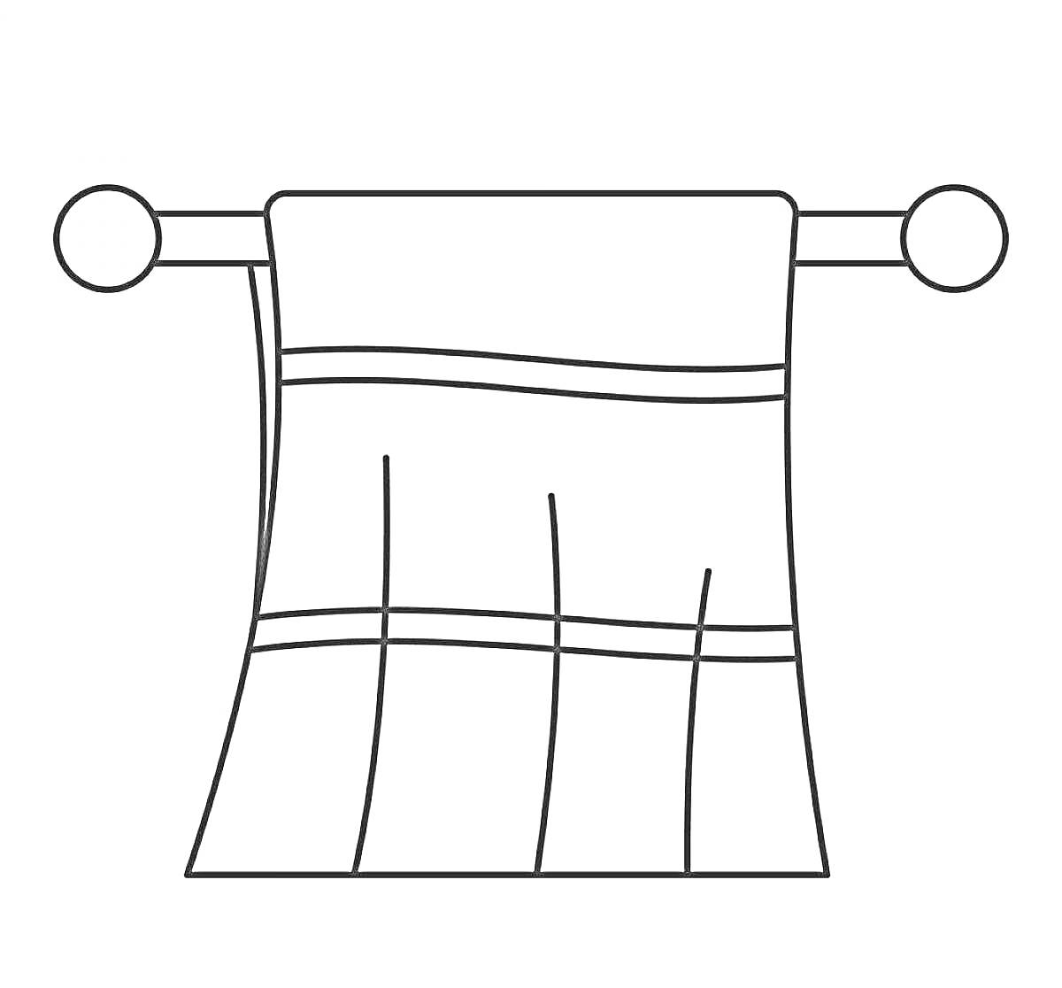 На раскраске изображено: Полотенце, Вешалка, Линии, Для детей, Простое изображение