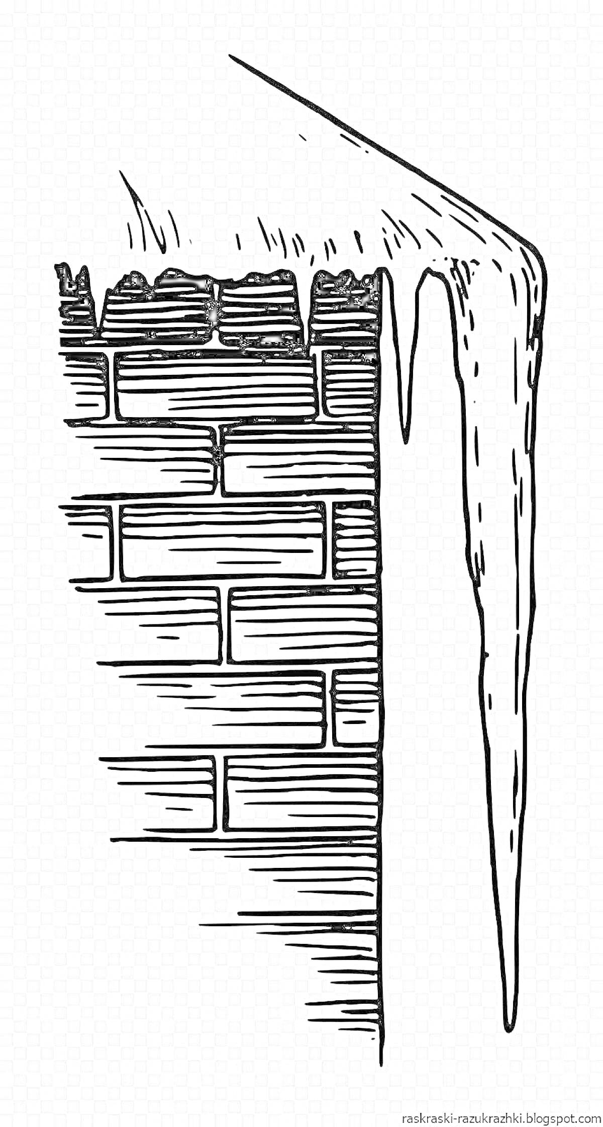 Раскраска Сосулька на углу кирпичного здания