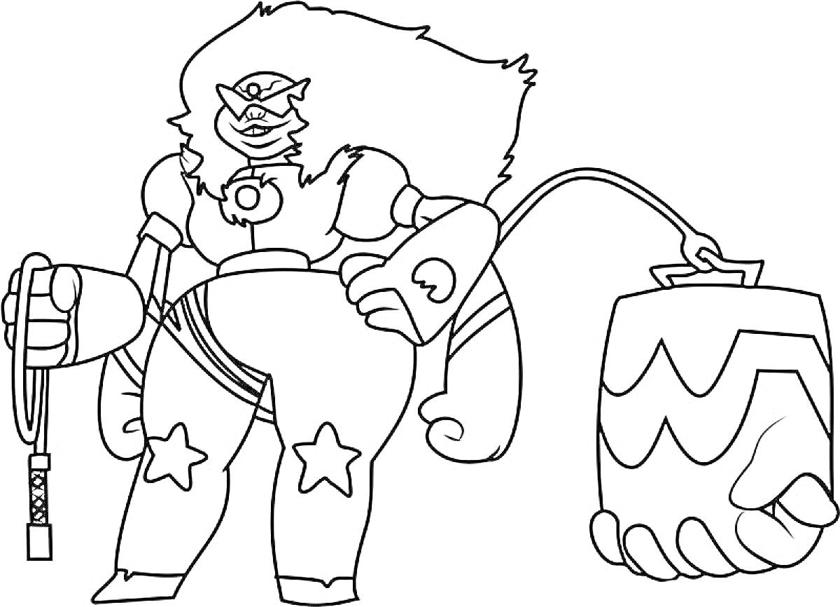 Раскраска Сильный персонаж с большой рукой из мультфильма Вселенная Стивена