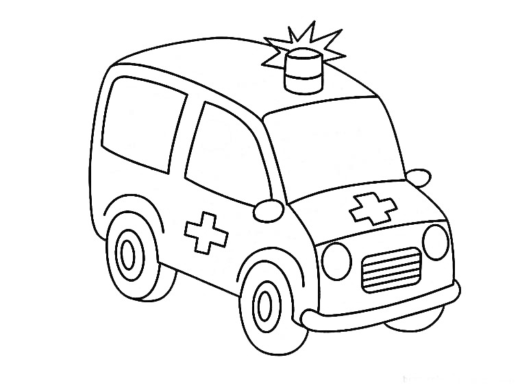 Автомобиль скорой помощи с мигалкой и крестами