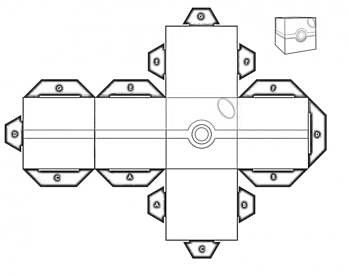 Раскраска Покебол куб (модель для вырезания и склеивания)