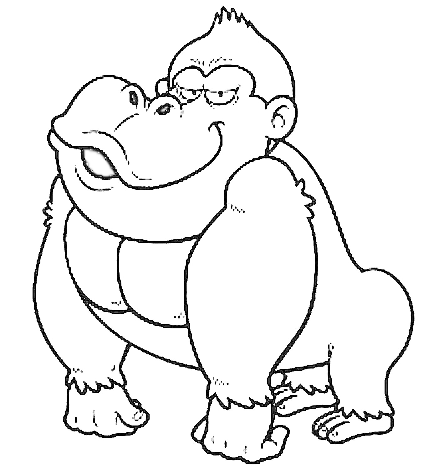Раскраска Расслабленная горилла с ухмылкой
