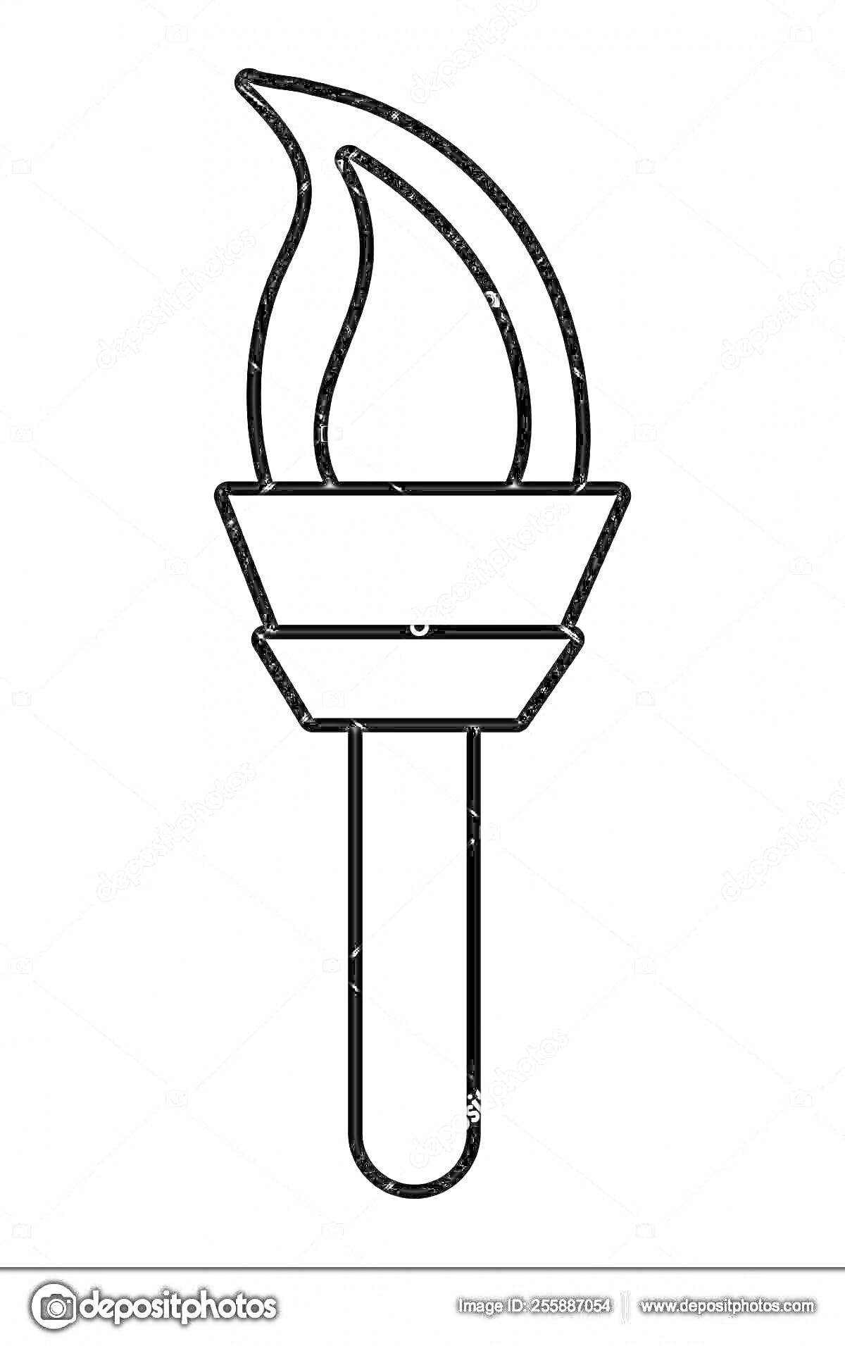 Раскраска Факел с пламенем в форме контура для раскраски