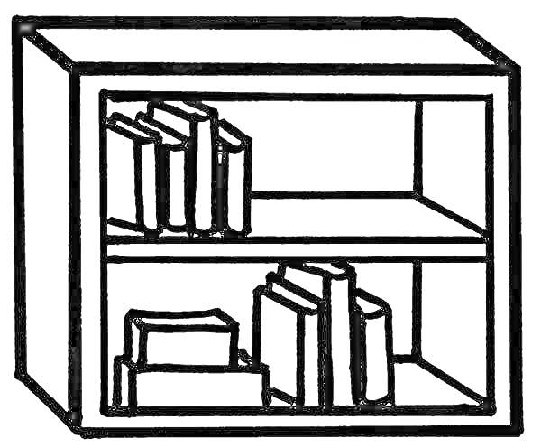 Полка с двумя уровнями и книгами