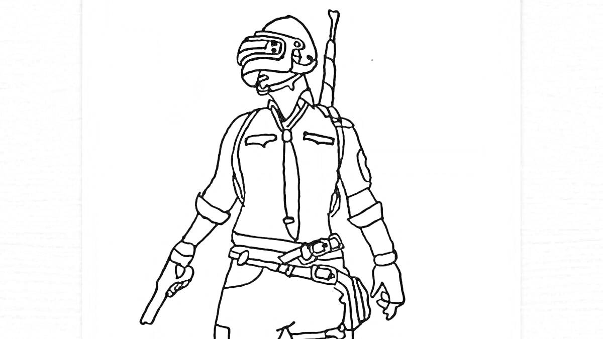РаскраскаСолдат в экипировке PUBG Mobile с оружием и шлемом