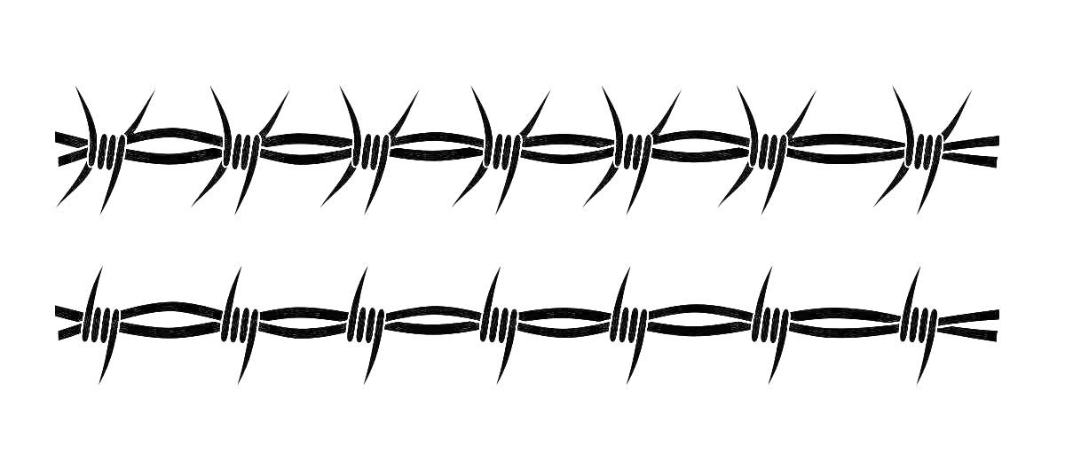 Раскраска Две линии колючей проволоки с острыми шипами