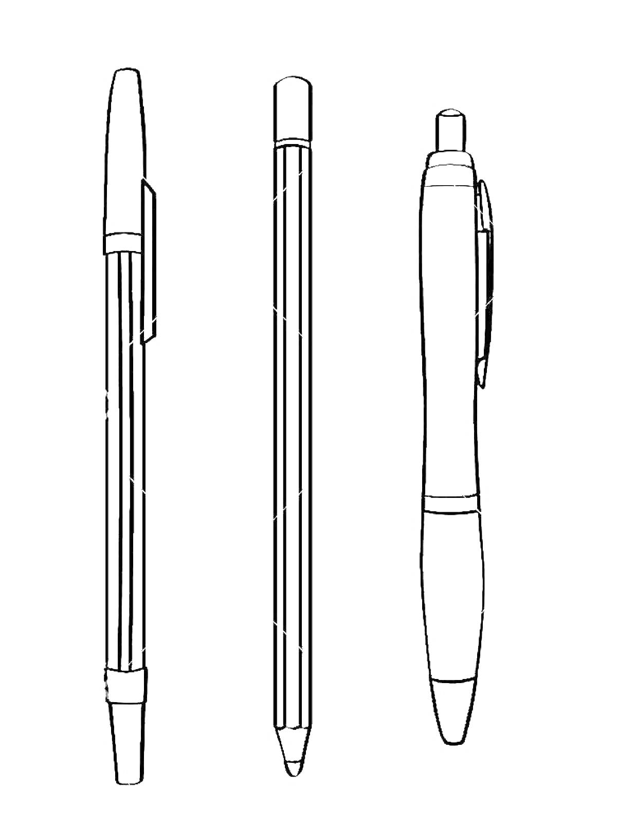 На раскраске изображено: Ручка, Канцелярия, Колпачок, Кнопки