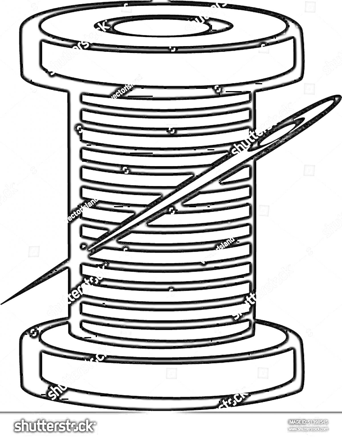 Раскраска Катушка ниток с иголкой