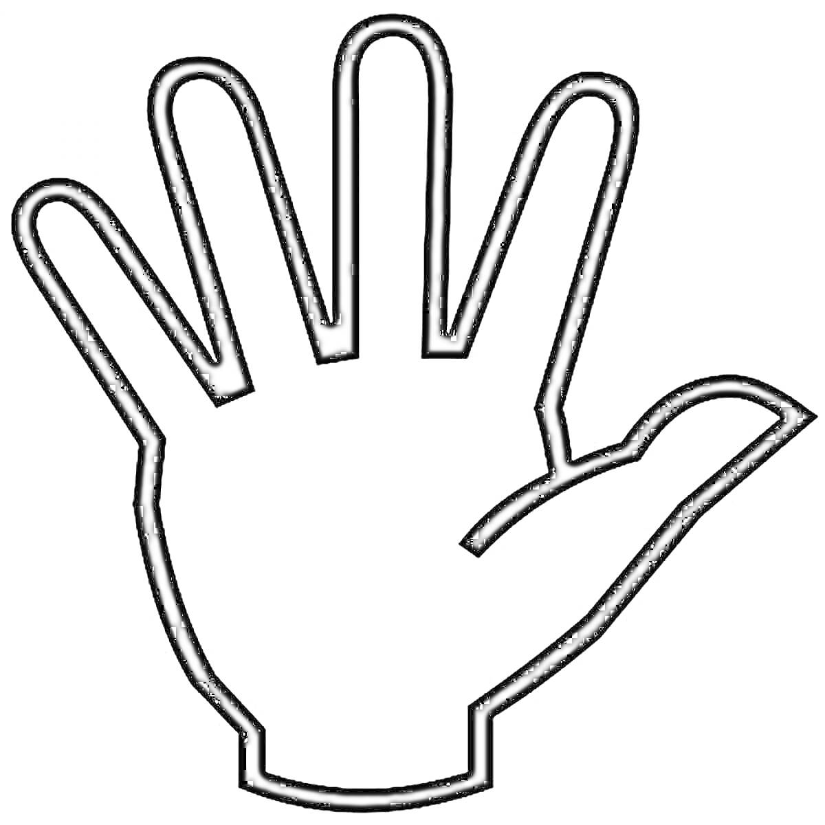На раскраске изображено: Ладонь, Рука, Пальцы, Для детей, Контурные рисунки
