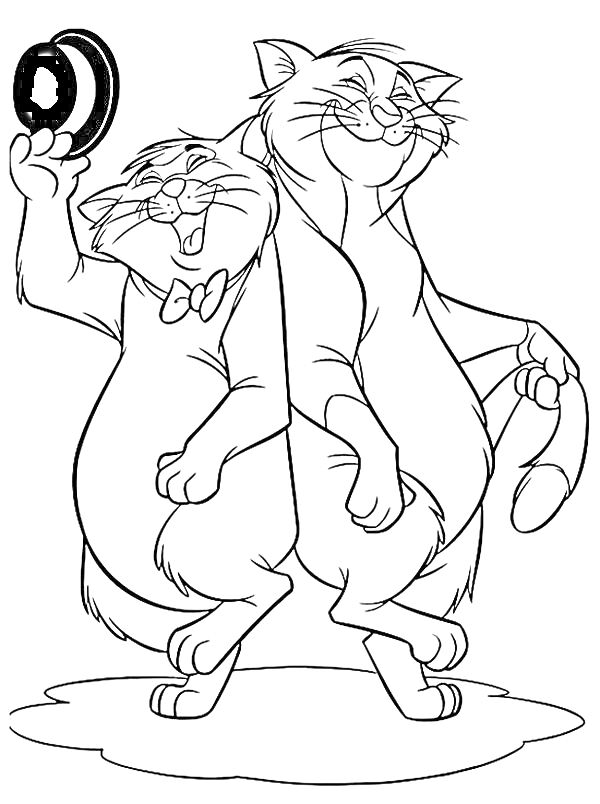 Раскраска Два танцующих кота из 