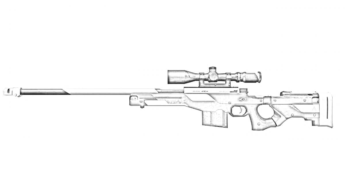 Раскраска Снайперская винтовка с оптическим прицелом