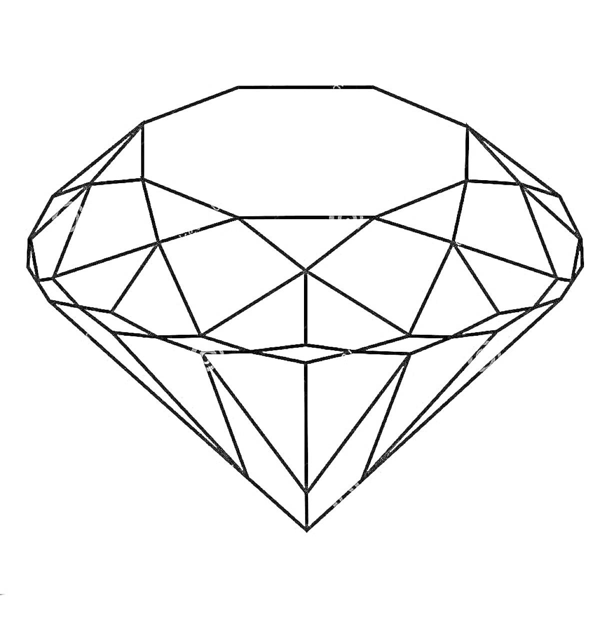 На раскраске изображено: Алмаз, Геометрическая форма, Огранка, Для детей