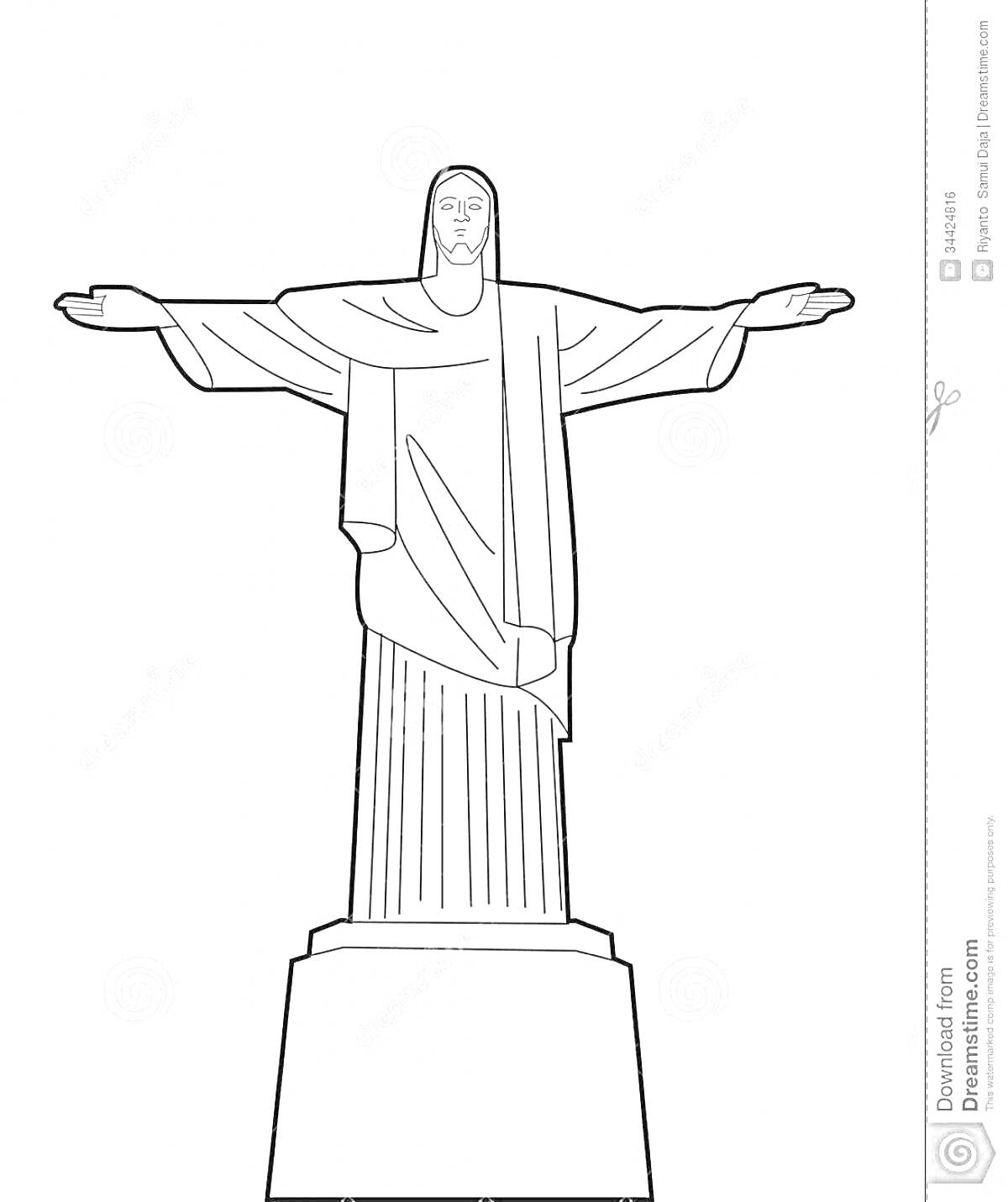 На раскраске изображено: Статуя, Руки, Постамент
