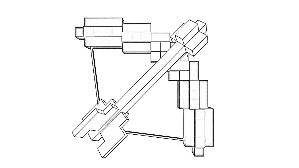 Раскраска Лук из Майнкрафта с наложенной стрелой