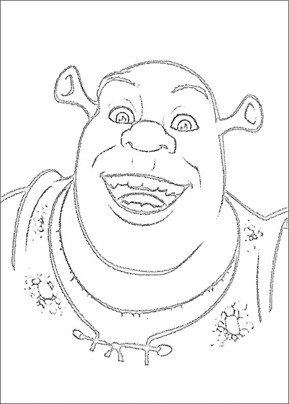 Портрет Шрека с крупным планом улыбающегося лица