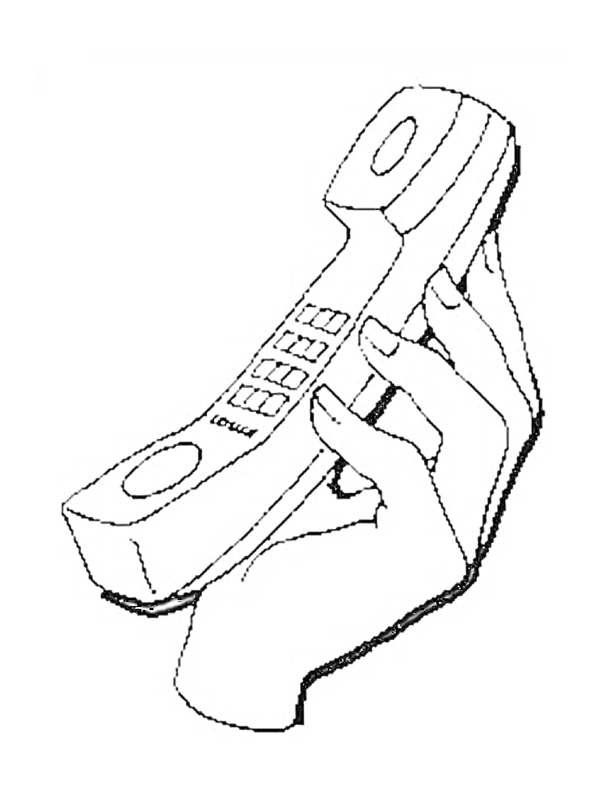 Раскраска Рука держит телефонный аппарат с кнопками