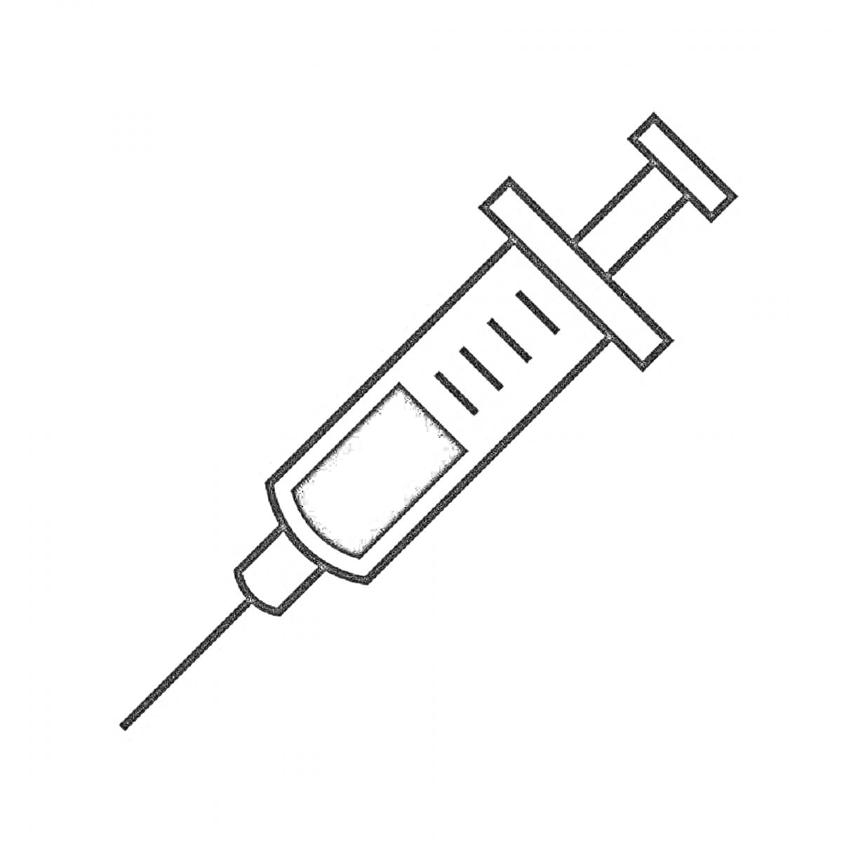 На раскраске изображено: Шприц, Поршень, Инъекция, Медицина, Здоровье